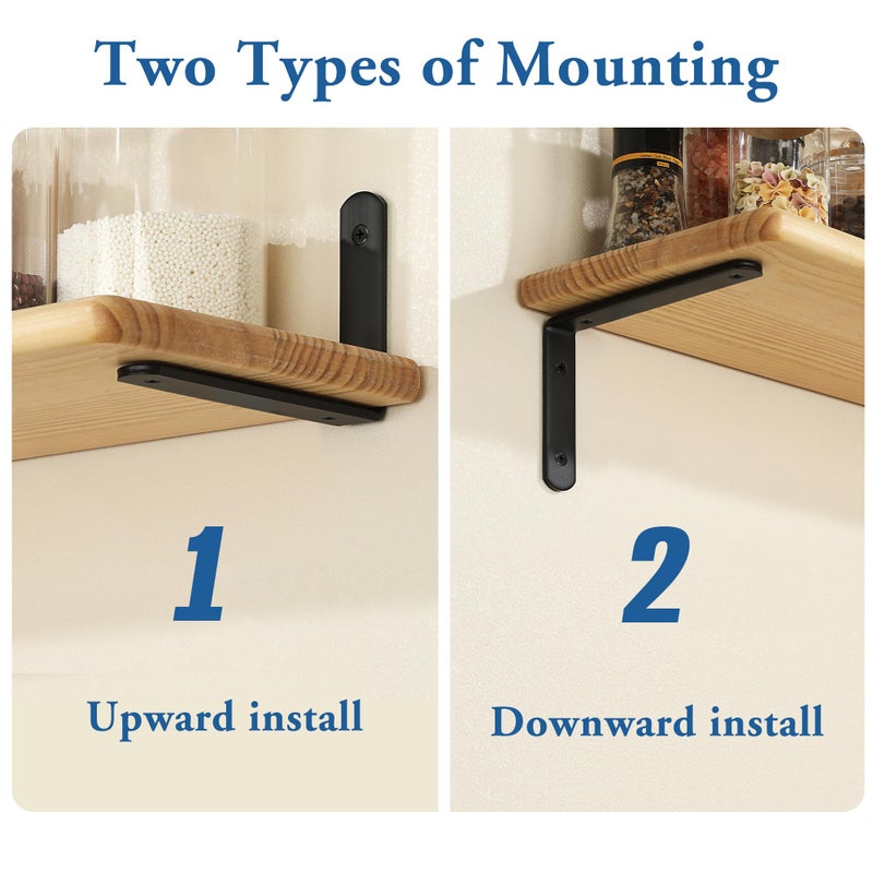 Mooche 4Pack Floating Shelf Bracket, Heavy Duty Shelf Brackets Metal L Brackets for Kitchen Bathroom Shelf Support Wall Mounted with Screw Included (Black, 8*5.5 Inch) - Image 5